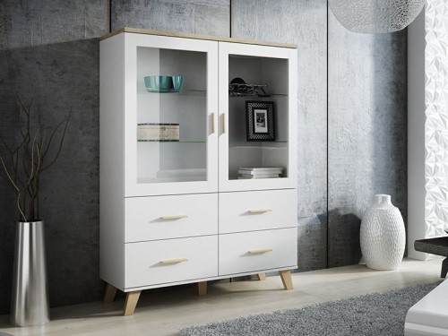 Вітрина LOTTA '120' 2D4S CAMA білий/дуб сонома